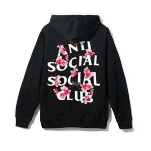 Anti social social club-floral/black hoodie
